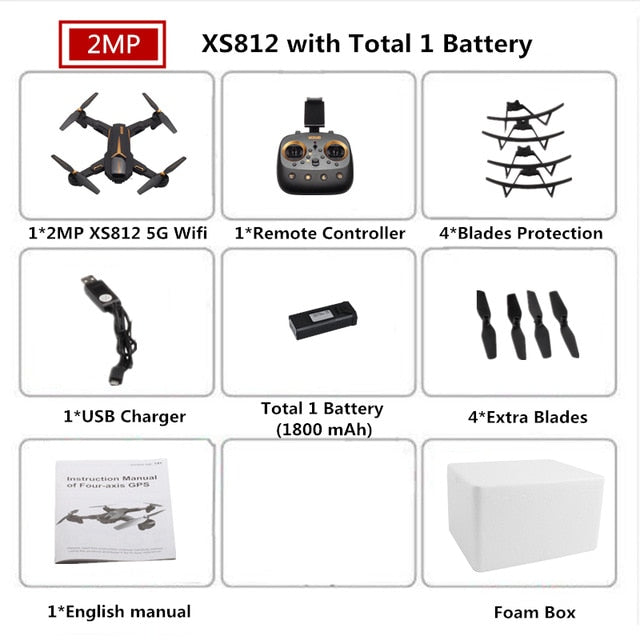 VISUO XS812 GPS Drone with Camera 5MP