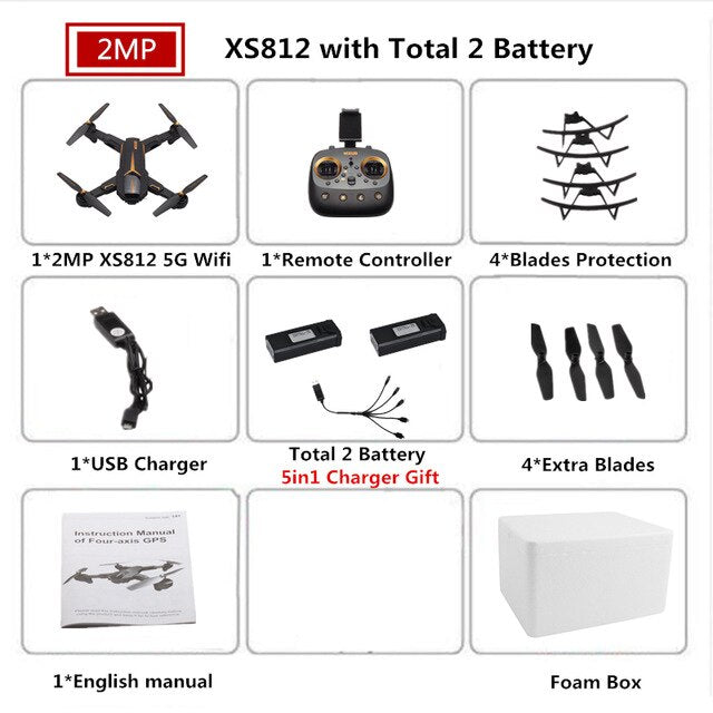 VISUO XS812 GPS Drone with Camera 5MP