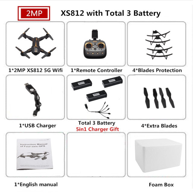 VISUO XS812 GPS Drone with Camera 5MP