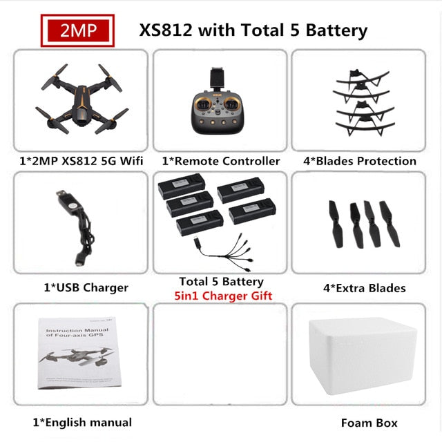 VISUO XS812 GPS Drone with Camera 5MP