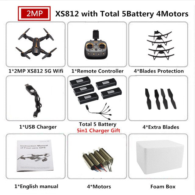 VISUO XS812 GPS Drone with Camera 5MP