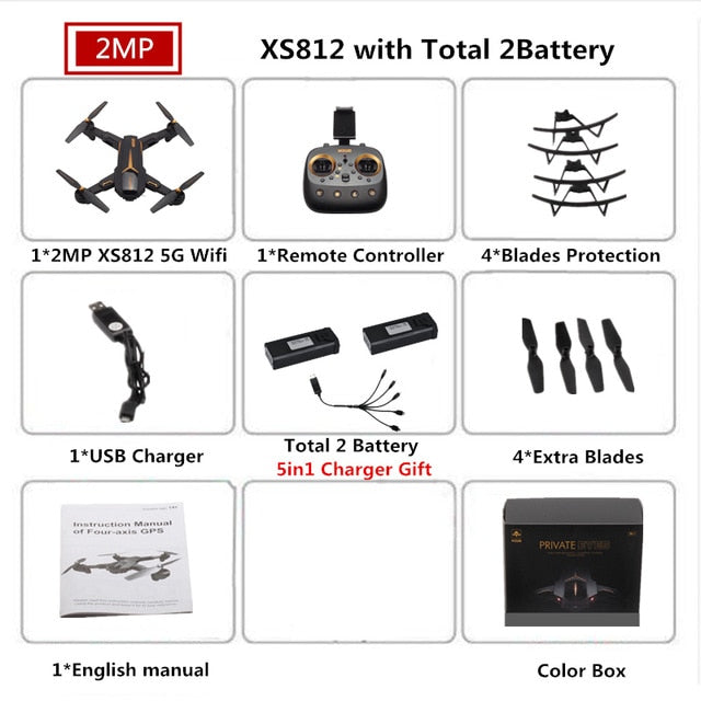 VISUO XS812 GPS Drone with Camera 5MP