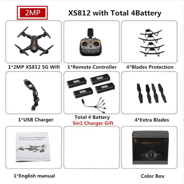 VISUO XS812 GPS Drone with Camera 5MP