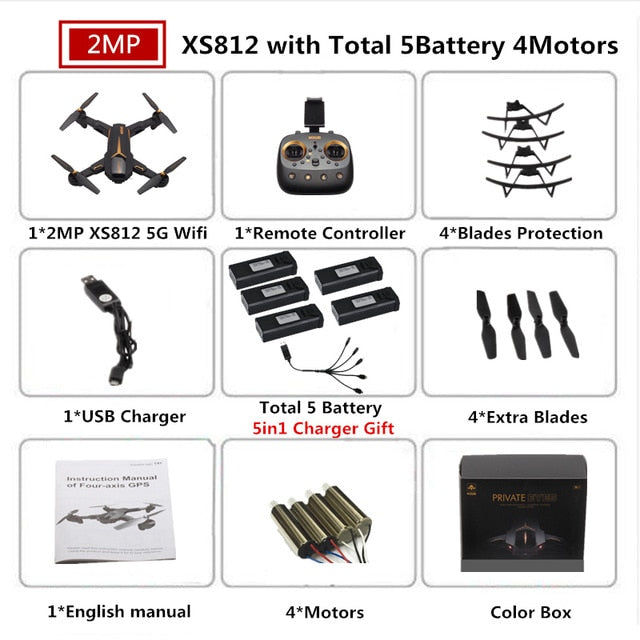 VISUO XS812 GPS Drone with Camera 5MP