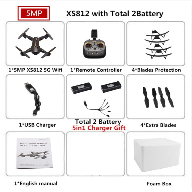 VISUO XS812 GPS Drone with Camera 5MP