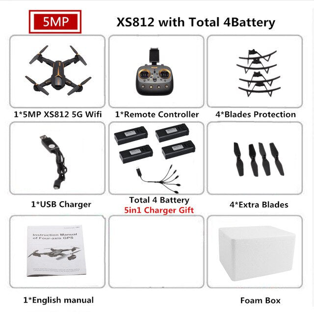 VISUO XS812 GPS Drone with Camera 5MP