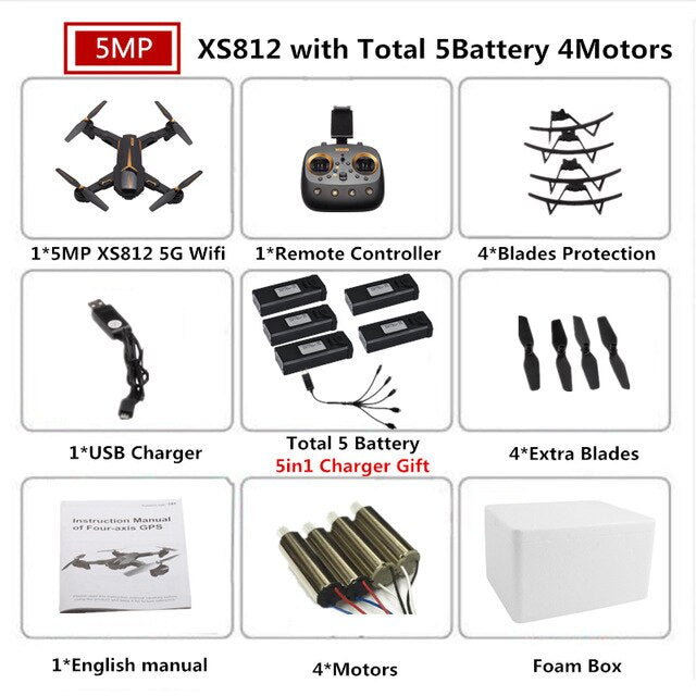 VISUO XS812 GPS Drone with Camera 5MP
