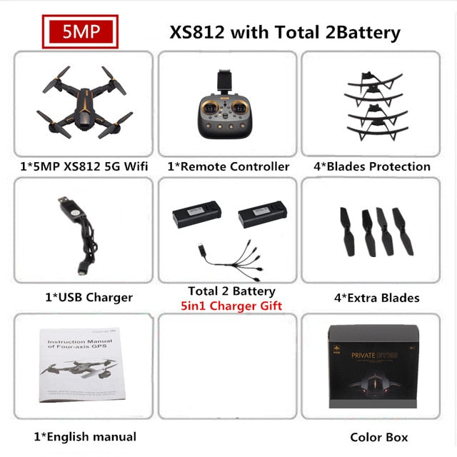 VISUO XS812 GPS Drone with Camera 5MP