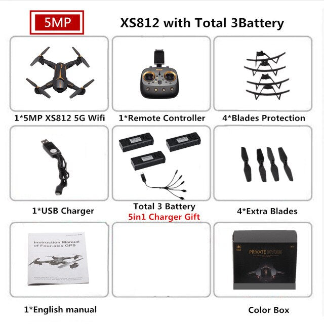 VISUO XS812 GPS Drone with Camera 5MP